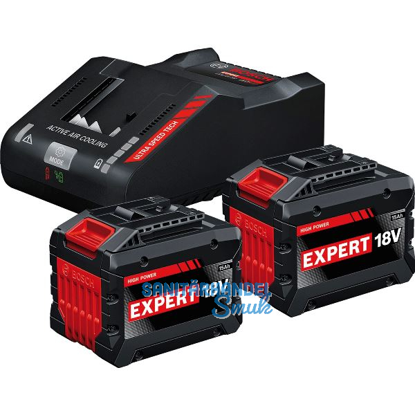 BOSCH Akku-Starterkit EXBA 18 Volt / 2 x 15,0 Ah Akku u Ladeger�t EXAL18V-160