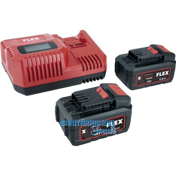FLEX Akku-Starterset 55 R 18 Volt / 2x 5,0 Ah Akkus und Ladeger�t