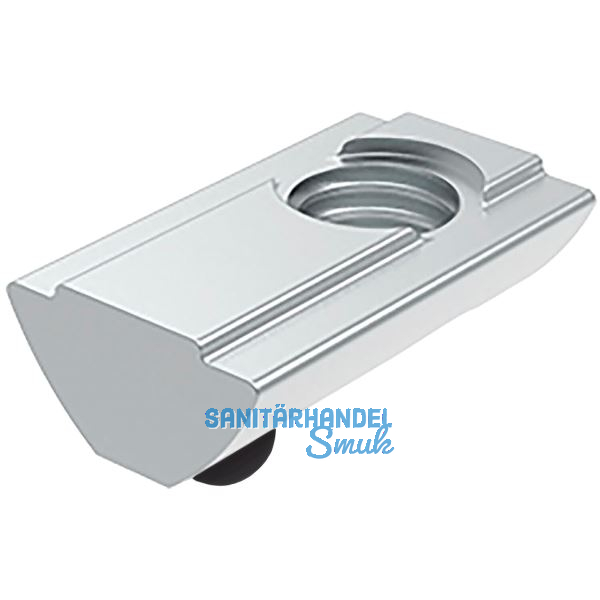 FATH Nutenstein Nut 8 einschwenkbar mit F�hrungssteg und Federkugel M8 Schwarz