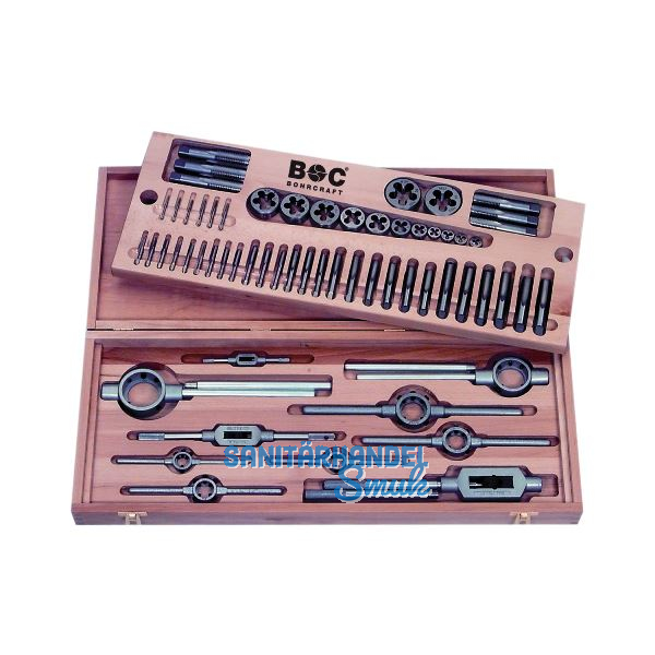 BOHRCRAFT Gewinde Schneidsatz HSSG/HSS M3-M24 in Holzkassette 62-teilig