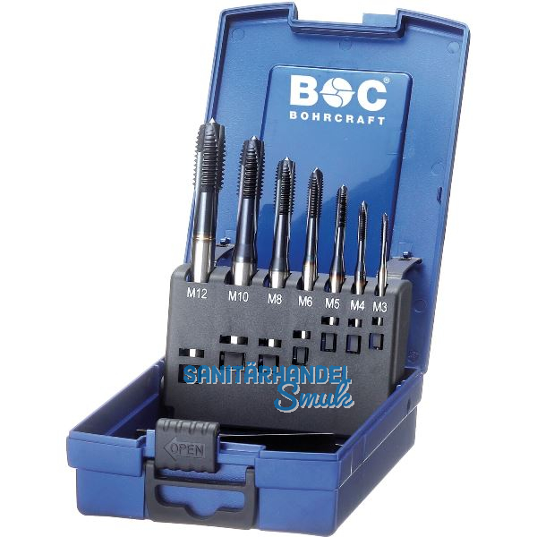 BOHRCRAFT Maschinengewindebohrer-Satz M3-M12 HSS-E TIALN Form B 7-teilig