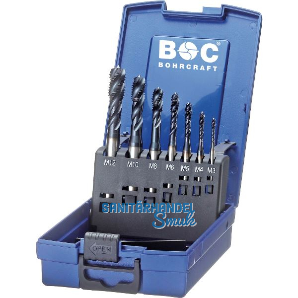 BOHRCRAFT Maschinengewindebohrer-Satz M3-M12 HSS-E TIALN 40� RSP 7-teilig