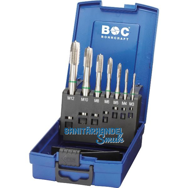 BOHRCRAFT Maschinengewindebohrer-Satz M3-M12 HSS-E Gr�nring Form B 7-teilig