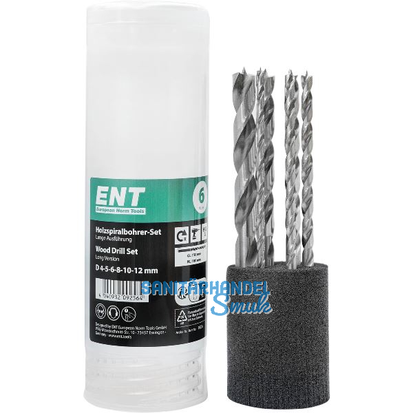 ENT Holzspiralbohrer-Kassette HSS-G Bohrer � 4-12 mm 6-teilig
