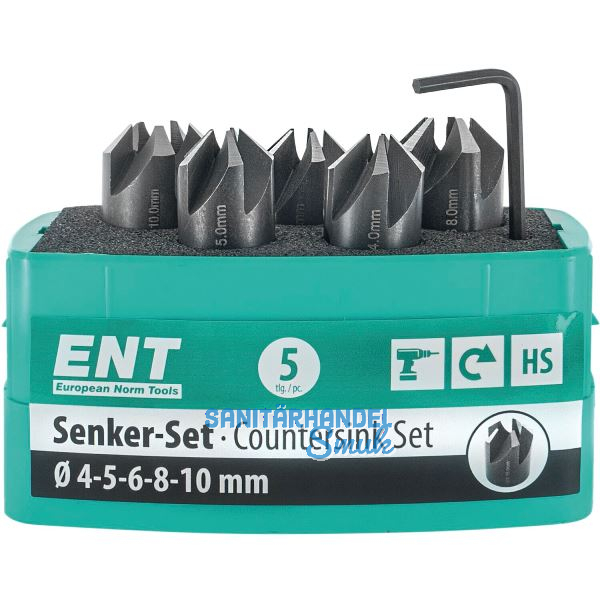 ENT Kegelsenker-Satz HSS-G 90 Grad � 4 / 5 / 6 / 8 / 10 mm 5-teilig