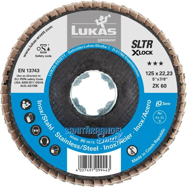 LUKAS Schleiflamellenteller SLTR X-LOCK Zirkonkorund � 125 mm Korn 60