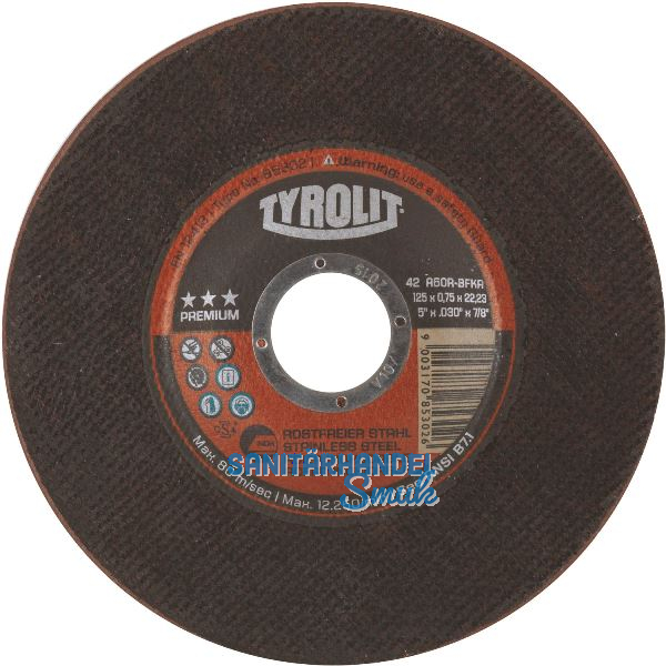 TYROLIT Trennscheibe gekr�pft Premium*** 125x0.75mm Inox Neue Generation Form42