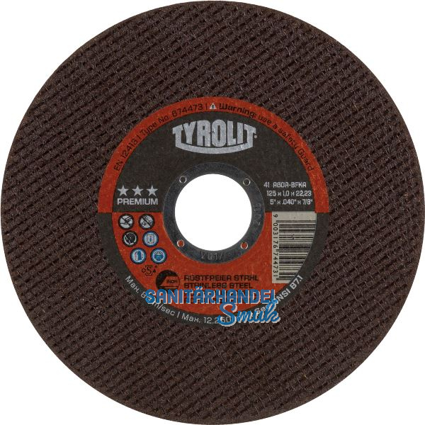 TYROLIT Trennscheibe gerade Premium*** 115 x 1.0 mm Inox Neue Generation Form 41