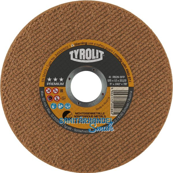 TYROLIT Trennscheibe gerade Premium*** superd�nn 125 x 1,6 x 22,23 mm Alu Form41