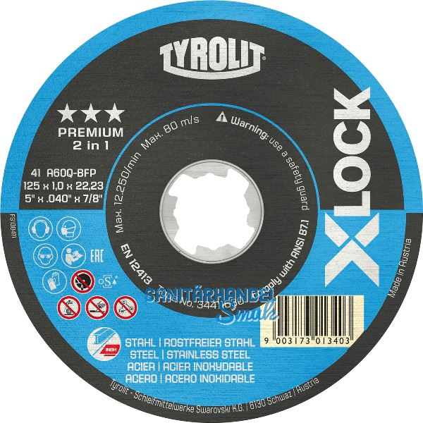 TYROLIT X-LOCK Trennscheibe Stahl/Inox gerade Premium*** 125 x 1.6 mm