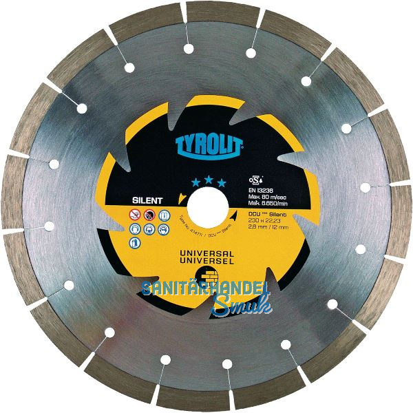 TYROLIT Diamant-Trennscheibe Premium DCU***S 230 x 2.6/12 mm Silent Beton