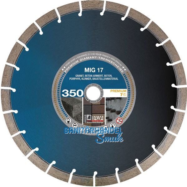 DIEWE Diamant Nassschnitttrennscheibe MIG17 350 x 25.4/17 mm
