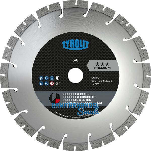 TYROLIT Diamant-Trennscheibe Premium DCA+C*** 230 x 2.6/12 mm Asphalt und Beton