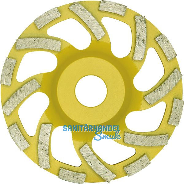 DIEWE Diamant Trockenschleifteller New Fan Cup Gelb 125 x 22 x 22.23 mm
