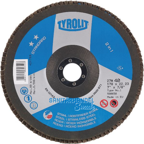 TYROLIT Schleiflamellenteller Standard** gerade � 125 mm Korn 80 Form 28A