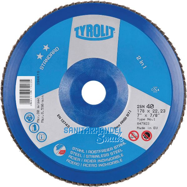 TYROLIT Schleiflamellenteller Standard** gerade � 125 mm Korn 60 Form 28N