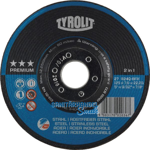 TYROLIT Schruppscheibe Premium***gekr�pfte Form 115 x 7 mm 2in1