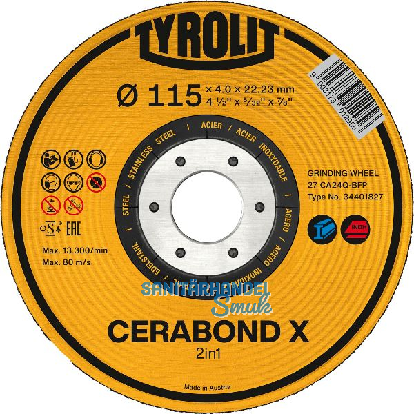 TYROLIT Schruppscheibe Cerabond X Premium*** 115 x 7 mm 2in1 Form 27