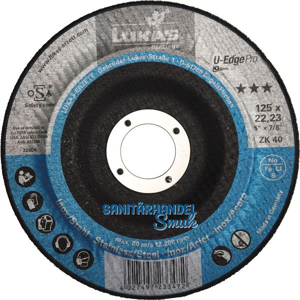 LUKAS Kompaktschleifteller U-Edge Pro Zirkonkorund � 125 mm Korn 40
