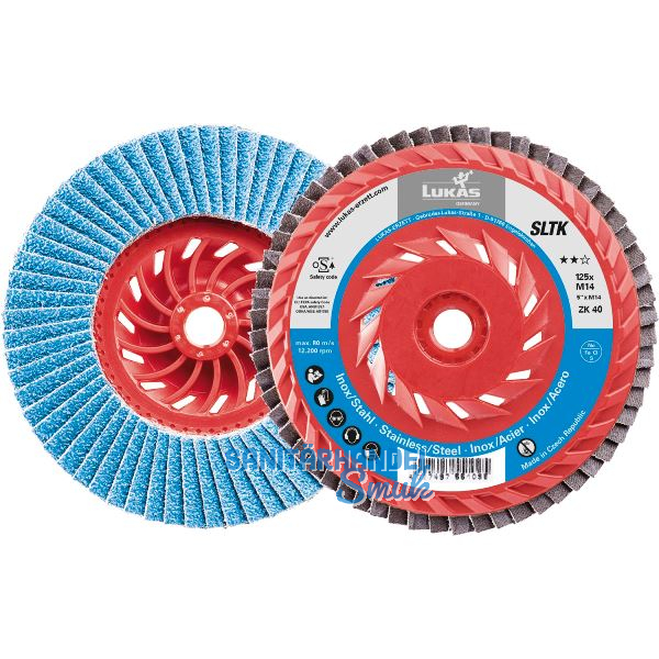 LUKAS Schleiflamellenteller SLTK Aufnahme M14 Zirkonkorund � 125 mm Korn ZK40