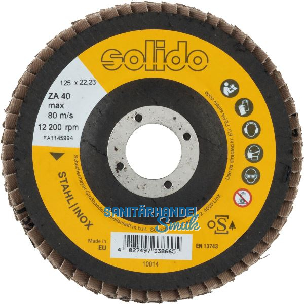 SOLIDO Schleiflamellenteller Zirkonkorund � 125 mm Korn 40