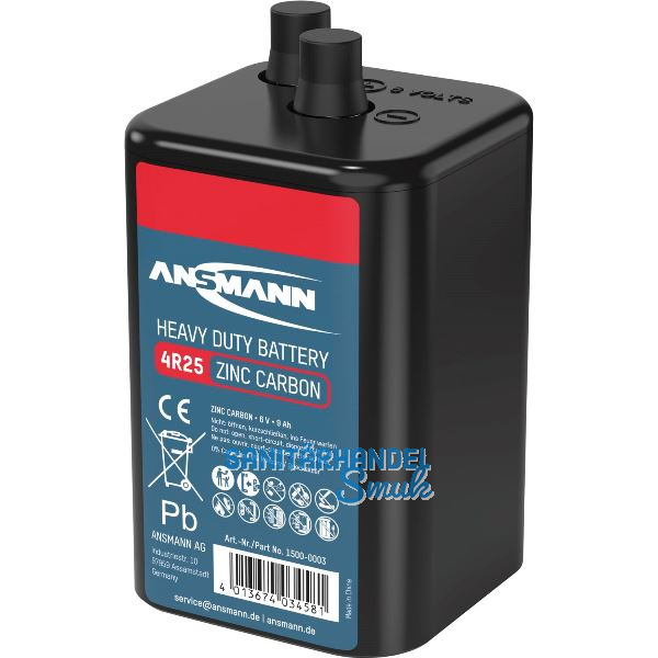 ANSMANN Batterie 6V-Block 4R25 Zink-Kohle 9 Ah (1St)