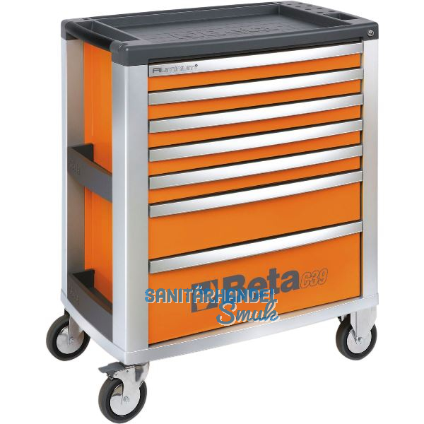 BETA Werkzeugwagen C39O Aluminium orange 800 x 500 x 971 mm 7 Schubladen