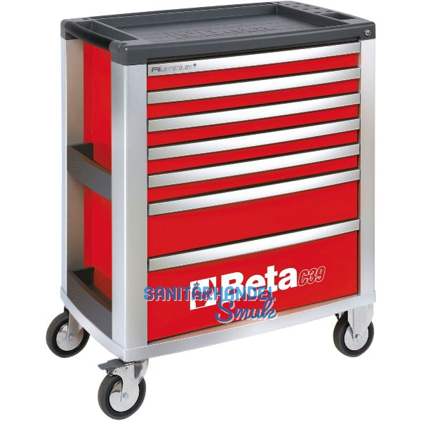 BETA Werkzeugwagen C39R Aluminium rot 800 x 500 x 971 mm 7 Schubladen