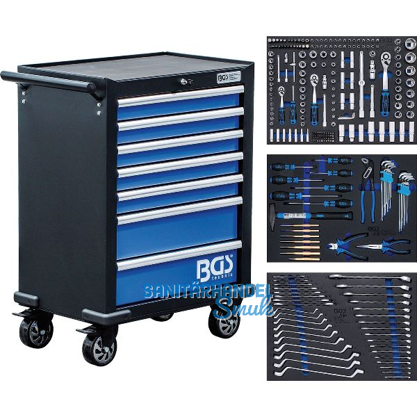 BGS Werkzeugwagen 994 x 699 x 458 mm 263-teilig 7 Schubladen