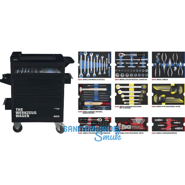 WGB Werkzeugwagen 142 470 x 670 x 970 140-teilig 7 Schubladen