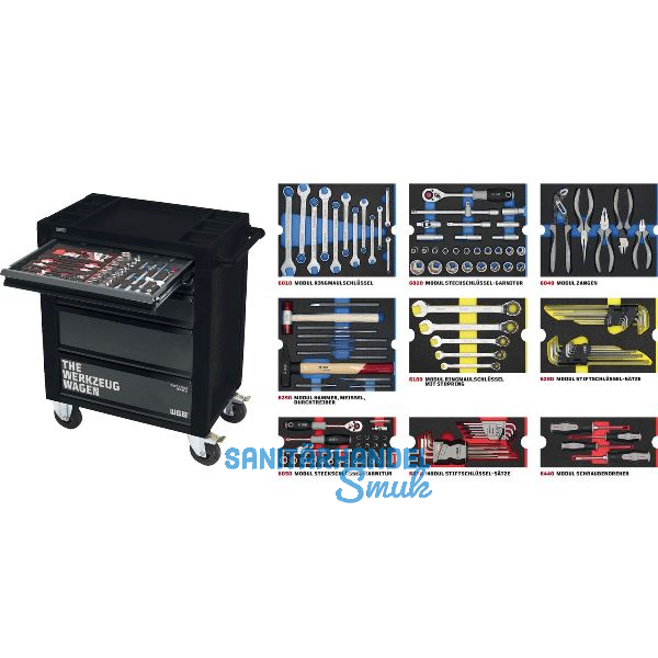 WGB Werkzeugwagen 143 466 x 712 x 943 mm 140-teilig 5 Schubladen