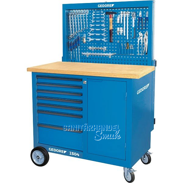 GEDORE Rollwerkbank BR1504 1100 x 550 x 985 mm mit R�ckwand 7 Schubladen