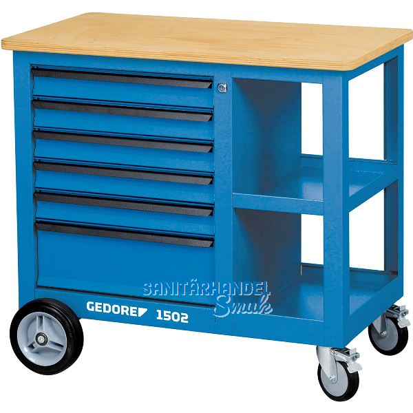 GEDORE Rollwerkbank 1502S 950 x 870 x 550 mm m. Schraubstock 6 Schubladen