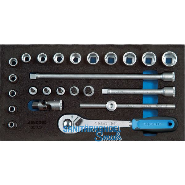 GEDORE Steckschl�ssel-Sortiment 3/8" 1500 CT1-30 in 1/3 CT-Modul 24-teilig
