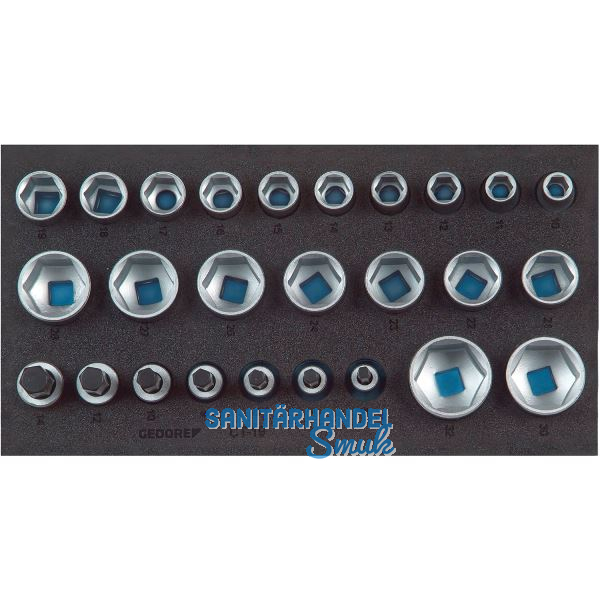 GEDORE Satz Steckschl�ssel-Eins�tze 1/2" 1500 CT1-19 in 1/3 CT-Modul 26-teilig