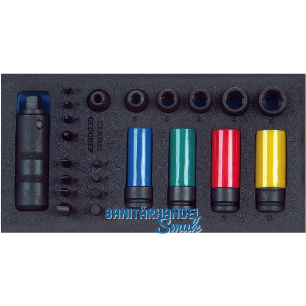 GEDORE Schraubenl�ser Sortiment 1/2"1500 CT1-K 1900 in 1/3 CT-Modul 19-tlg