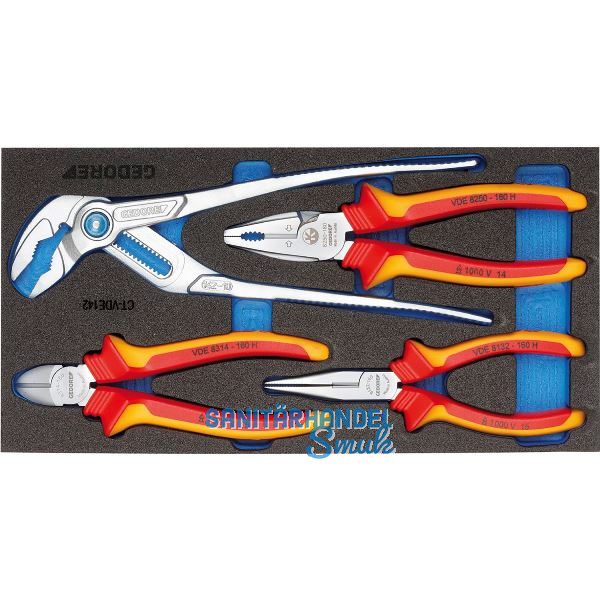 GEDORE VDE-Zangen-Sortiment 1500 CT1-VDE 142 in 1/3 CT-Modul 4-teilig