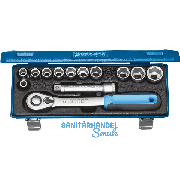 GEDORE Steckschl�ssel-Satz 19 KMU-20 1/2"vierkant mit Umschaltknarre 13-teilig