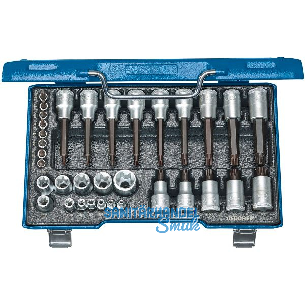 GEDORE Steckschl�ssel-Satz 19TX 20 1/2"u. 1/4"vierkant Torx� 34-teilig