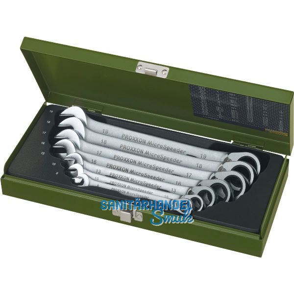 PROXXON Maulschl�ssel-Satz MicroSpeeder mit Ringratsche 15 Grad 8-19 mm 7-teilig