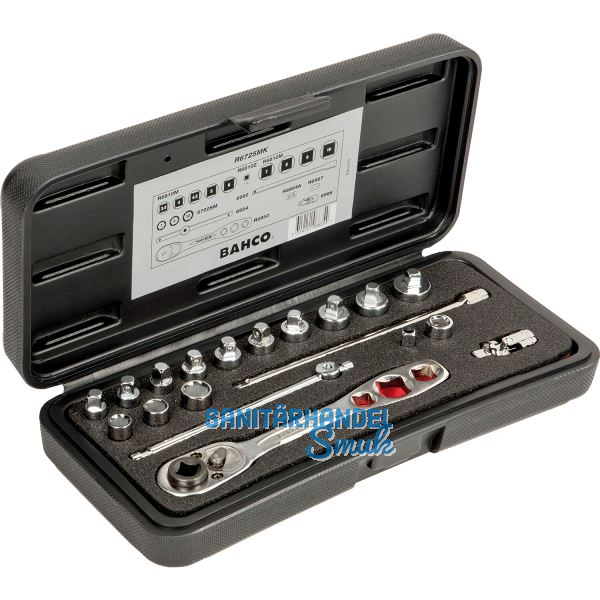 BAHCO Steckschl�ssel-Satz R6725MK 1/4"vierkant mit Umschaltknarre 19-teilig