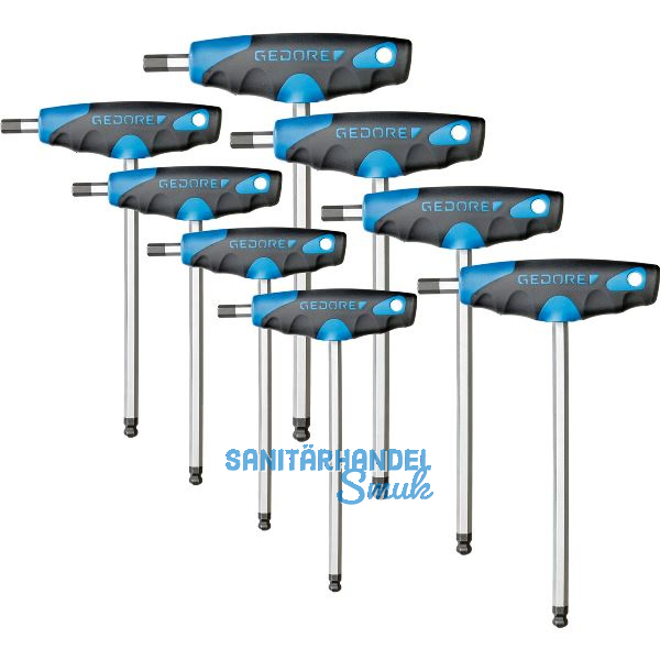GEDORE Schraubendreher-Satz mit 2K-T-Griff+Kugelkopf DT2142 Sechskant 8-teilig
