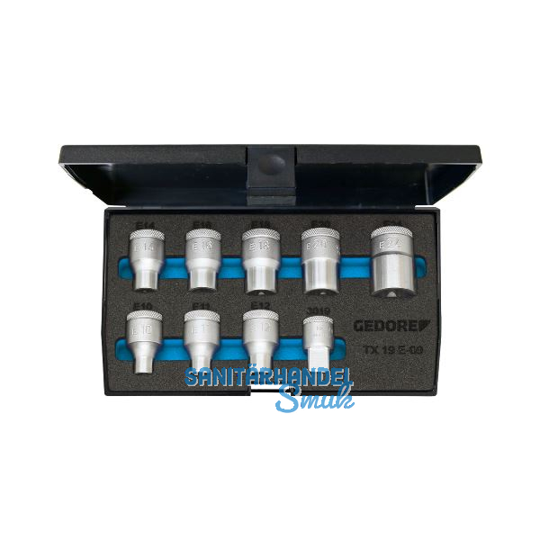 GEDORE Steckschl�ssel-Satz TX19E-09 1/2"vierkant Au�entorx� 9-teilig
