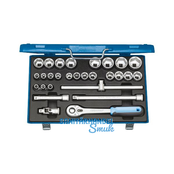 GEDORE Steckschl�ssel-Satz 19 VMU-10 1/2"vierkant mit Umschaltknarre 28-teilig