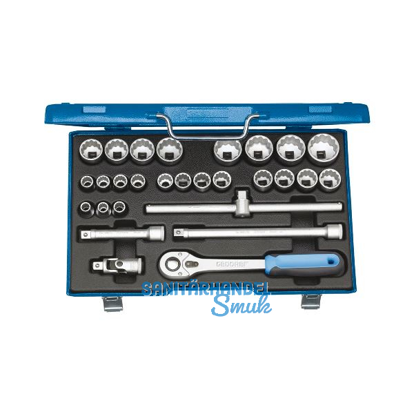 GEDORE Steckschl�ssel-Satz D 19 VMU-10 1/2"vierkant mit Umschaltknarre 28-teilig