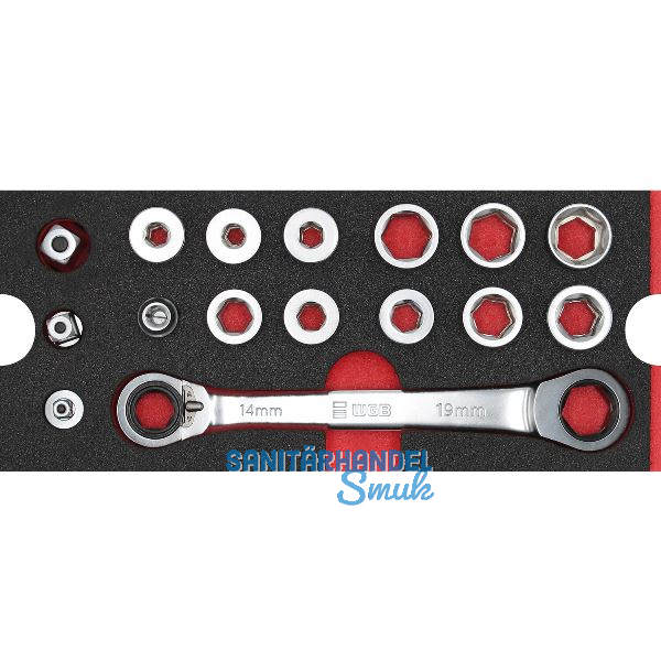 WGB Moflex Modul S Durchsteck-Doppelring-Ratschenschl�ssel-Satz 6380 16-teilig