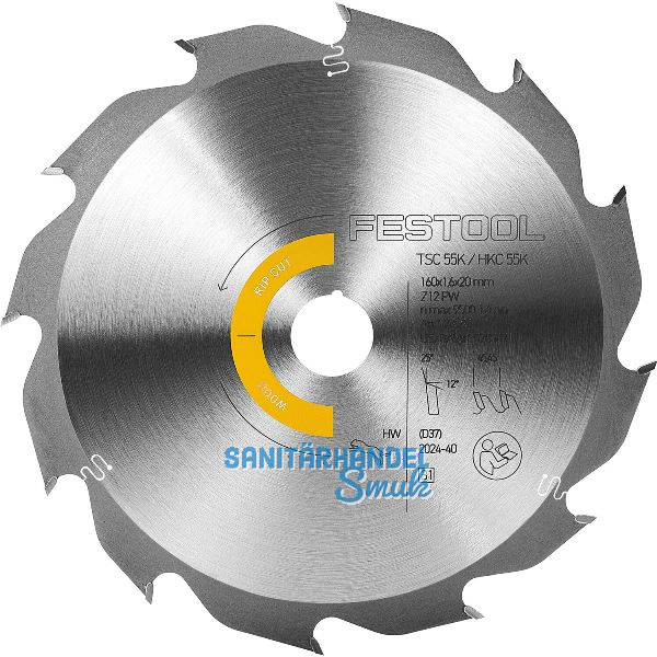 FESTOOL Panther Kreiss�geblatt HW � 160 x 20 x 1,6 Z�hne 12 Wechselzahn Panther