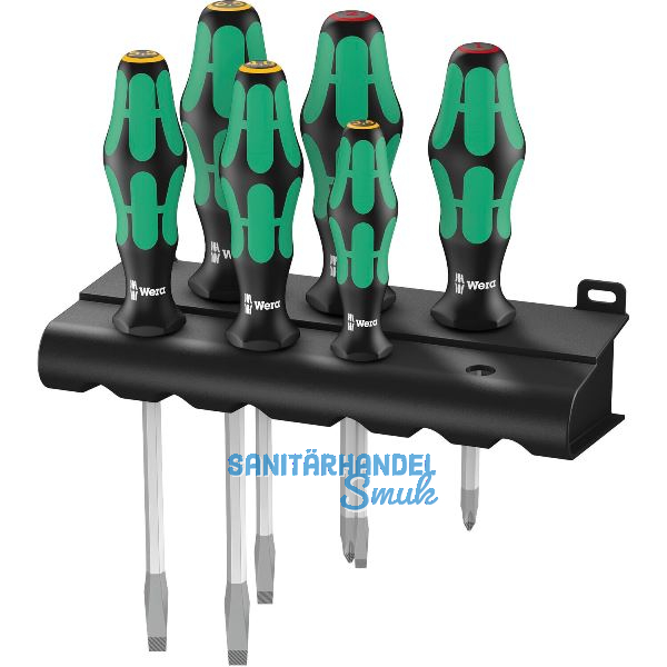 WERA Schraubendreher-Satz 334/355SK/6+Rack Schlitz/Pozidriv 6-teilig
