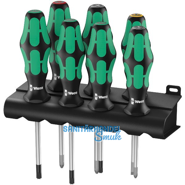 WERA Schraubendreher-Satz 335/350/367/7+Rack Schlitz/PZ/PH/Torx�7-tlg