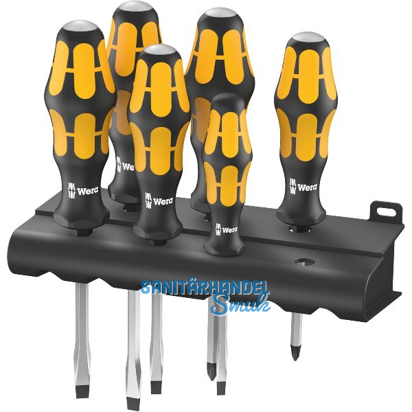 WERA Schraubendreher-Satz 932/918/6+Rack Schlitz/Pozidriv 6-teilig